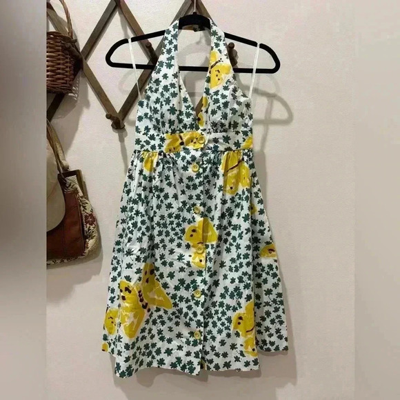 vntg Y2K Betsey Johnson halter flower butterfly dress baby doll style maximalist - Picture 2 of 10